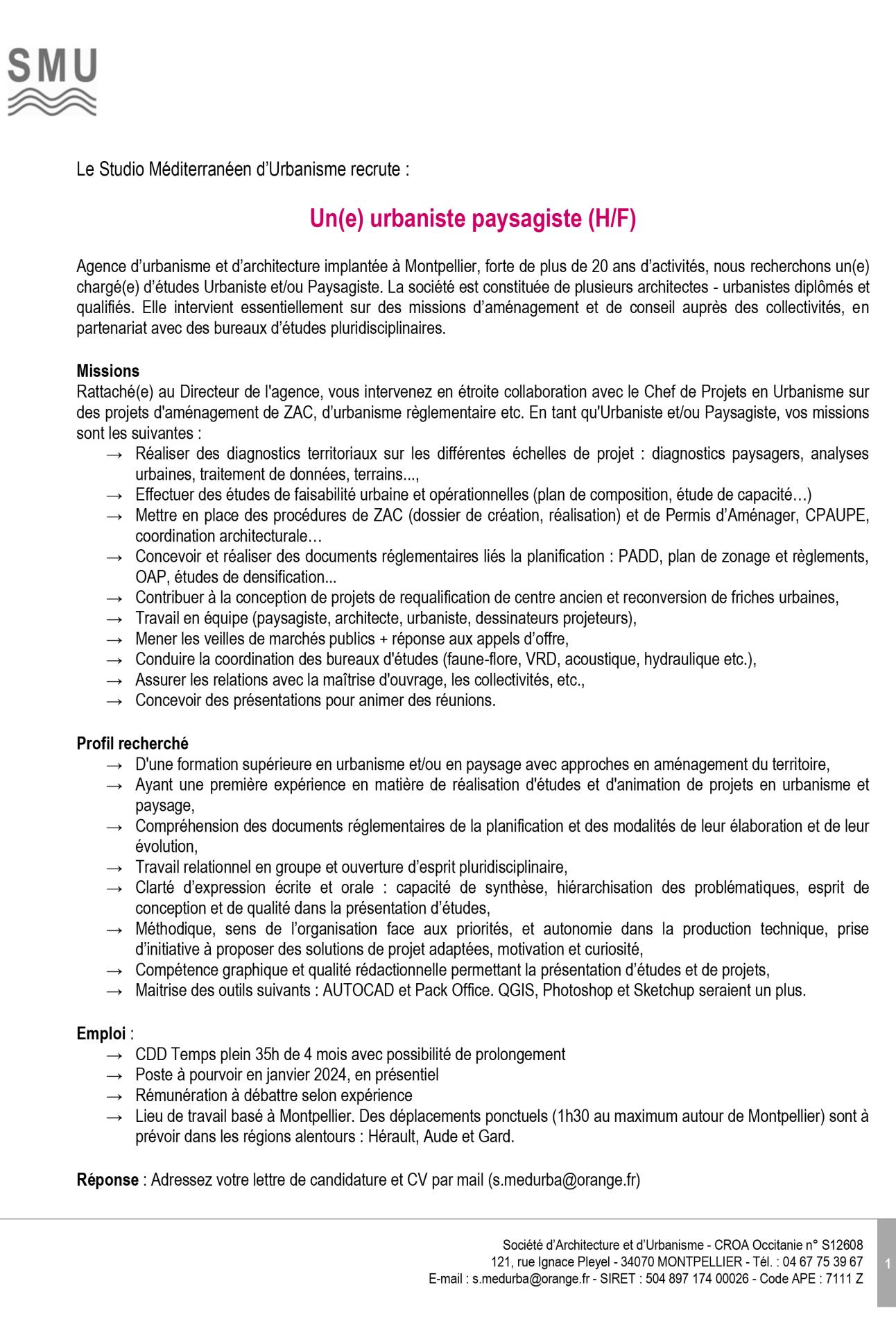 Smu offre emploi